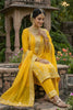 Designer Mustard Yellow GMY Silk Embroidered Straight Cut Salwar Suit with Dupatta for Women