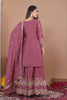 Awesome Mauve Natural Crepe Embroidered Palazzo Suit with Dupatta for Women
