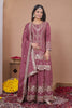 Awesome Mauve Natural Crepe Embroidered Palazzo Suit with Dupatta for Women