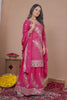 Stunning Rani Pink Natural Crepe Embroidered Palazzo Suit with Dupatta for Women