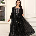 Elegant Black Faux Georgette Embroidered Anarkali Salwar Suit with Dupatta for Wedding