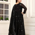 Elegant Black Faux Georgette Embroidered Anarkali Salwar Suit with Dupatta for Wedding