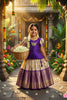 Traditional Purple and Cream Jacquard Girls Lehenga Choli for Wedding