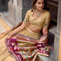 Stylish Beige Organza Zari Work Semi-Stitched Wedding Lehenga Choli with Designer Dupatta