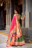 Fancy Green Organza Zari Work Semi-Stitched Wedding Lehenga Choli with Pink Dupatta