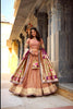 Trendy Peach Organza Zari Work Semi-Stitched Wedding Lehenga Choli with Designer Dupatta