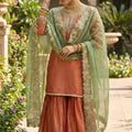 Designer Rust Orange Embroidered Party Wear Readymade Palazzo Suit with Dupatta