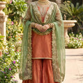 Designer Rust Orange Embroidered Party Wear Readymade Palazzo Suit with Dupatta
