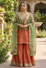 Designer Rust Orange Embroidered Party Wear Readymade Palazzo Suit with Dupatta