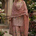 Lovely Rose Pink Fendy Silk Embroidered Party Wear Readymade Palazzo Suit with Dupatta