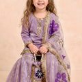 Stylish Purple GMY Silk Embroidered Readymade Palazzo Suit with Dupatta for Girls