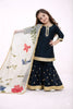 Superb Navy Blue GMY Silk Embroidered Readymade Palazzo Suit with Floral Dupatta for Girls
