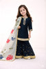 Superb Navy Blue GMY Silk Embroidered Readymade Palazzo Suit with Floral Dupatta for Girls