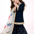 Superb Navy Blue GMY Silk Embroidered Readymade Palazzo Suit with Floral Dupatta for Girls