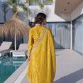 Elegant Mustard Yellow Silk Embroidered Readymade Palazzo Suit with Dupatta for Women