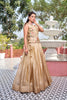 Elegant Beige Gold Crush Silk Embroidered Party Wear Readymade Lehenga Choli Set