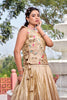 Elegant Beige Gold Crush Silk Embroidered Party Wear Readymade Lehenga Choli Set