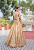 Elegant Beige Gold Crush Silk Embroidered Party Wear Readymade Lehenga Choli Set