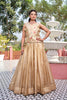 Elegant Beige Gold Crush Silk Embroidered Party Wear Readymade Lehenga Choli Set 
