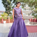 Beautiful Purple Gold Crush Silk Embroidered Party Wear Readymade Lehenga Choli Set
