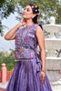 Beautiful Purple Gold Crush Silk Embroidered Party Wear Readymade Lehenga Choli Set