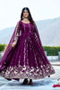 Fancy Purple Faux Georgette Embroidered Party Wear Readymade Gown with Dupatta