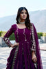 Fancy Purple Faux Georgette Embroidered Party Wear Readymade Gown with Dupatta