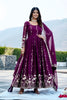 Fancy Purple Faux Georgette Embroidered Party Wear Readymade Gown with Dupatta