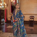 Royal Navy Blue Printed Designer Saree Traditional Saree
