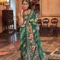 Bottle Green Heritage Printed Designer Saree Traditional Saree