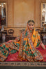 Mustard Yellow Heritage Print Silk Saree with Traditional Border Pallu