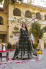 Elegant Dark Green Faux Georgette Embroidered Party Wear Readymade Gown with Dupatta