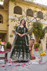 Elegant Dark Green Faux Georgette Embroidered Party Wear Readymade Gown with Dupatta