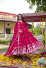 Stunning Rani Pink Faux Georgette Embroidered Party Wear Readymade Gown with Dupatta for Women