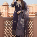 Amazing Purple Viscose Chanderi Embroidered Readymade Straight Salwar Suit with Dupatta