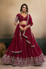 Elegant Maroon Georgette Embroidered Semi-Stitched Lehenga Choli with Dupatta