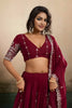 Elegant Maroon Georgette Embroidered Semi-Stitched Lehenga Choli with Dupatta