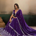 Stunning Purple Georgette Embroidered Semi-Stitched Lehenga Choli with Dupatta