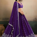 Stunning Purple Georgette Embroidered Semi-Stitched Lehenga Choli with Dupatta