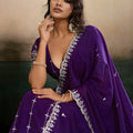 Stunning Purple Georgette Embroidered Semi-Stitched Lehenga Choli with Dupatta