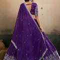 Stunning Purple Georgette Embroidered Semi-Stitched Lehenga Choli with Dupatta