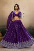 Stunning Purple Georgette Embroidered Semi-Stitched Lehenga Choli with Dupatta