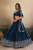 Superb Teal Blue Georgette Embroidered Semi-Stitched Lehenga Choli with Dupatta