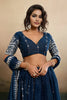 Superb Teal Blue Georgette Embroidered Semi-Stitched Lehenga Choli with Dupatta