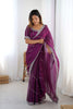 Wine Purple Designer Saree with Elegant Silver Embroidered Border