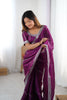 Wine Purple Designer Saree with Elegant Silver Embroidered Border
