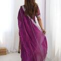 Wine Purple Designer Saree with Elegant Silver Embroidered Border