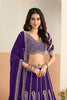 Fancy Purple Faux Georgette Embroidery Semi-Stitched Wedding Wear Lehenga Choli