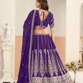 Fancy Purple Faux Georgette Embroidery Semi-Stitched Wedding Wear Lehenga Choli