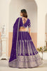 Fancy Purple Faux Georgette Embroidery Semi-Stitched Wedding Wear Lehenga Choli